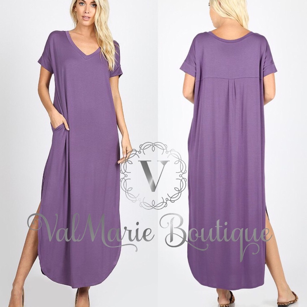 Dusty purple oversized solid boho maxi dress - Picture 2 of 2